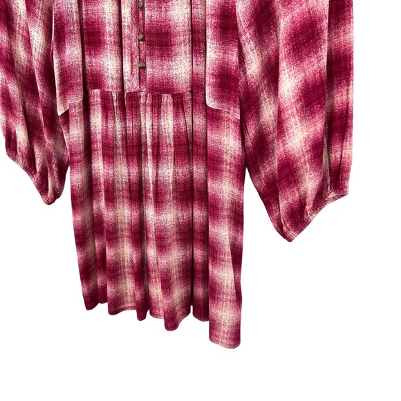Anthropologie MAEVE Womens Sz Small Red Plaid Blouse Shirt Top Boho Comfy Soft - Picture 6 of 8